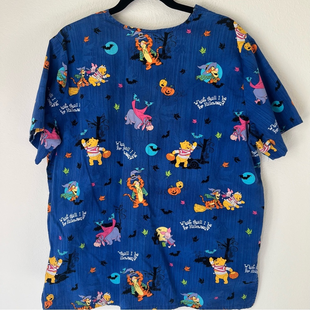 Disney Halloween Winnie the Pooh Blue Scrub Size large - Picture 3 of 7